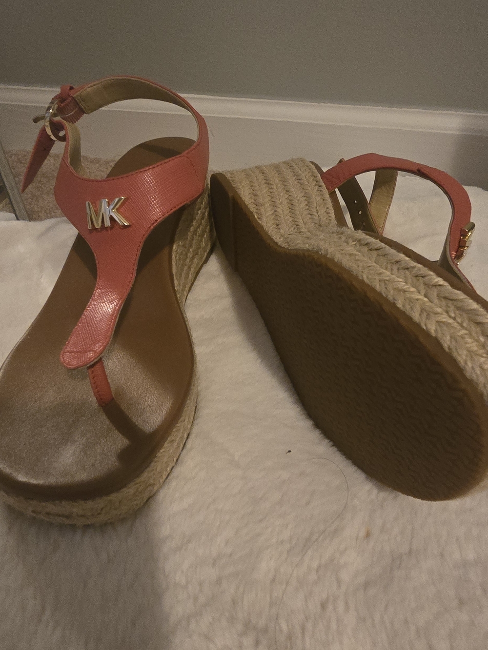 NEW Michael Kors Laney Coral Thong Espadrille Wedge Sandals - NWOB - Picture 3 of 4